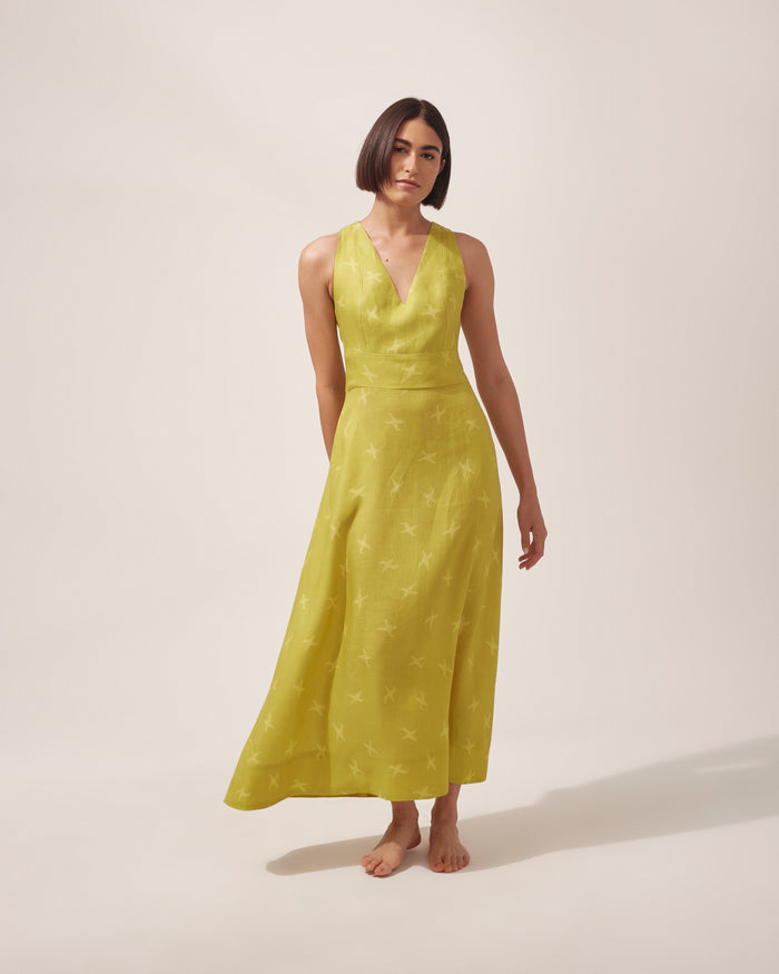 VESTIDO HELENA PIED DE POULE VERDE