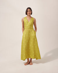 VESTIDO HELENA PIED DE POULE VERDE