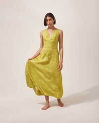 VESTIDO HELENA PIED DE POULE VERDE