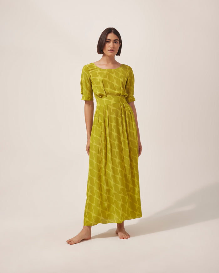 VESTIDO MANUELA PIED DE POULE VERDE
