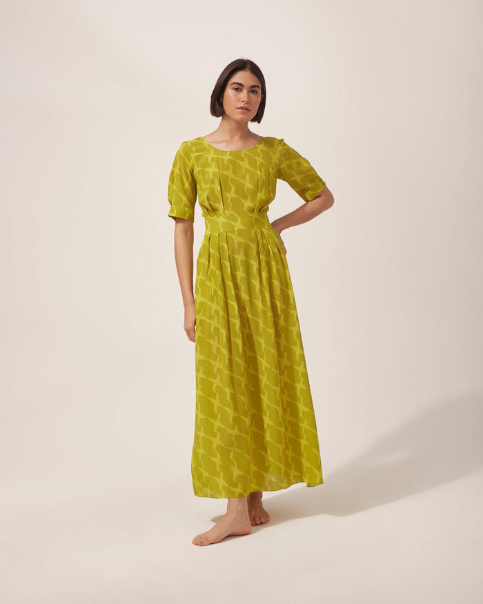 VESTIDO MANUELA PIED DE POULE VERDE