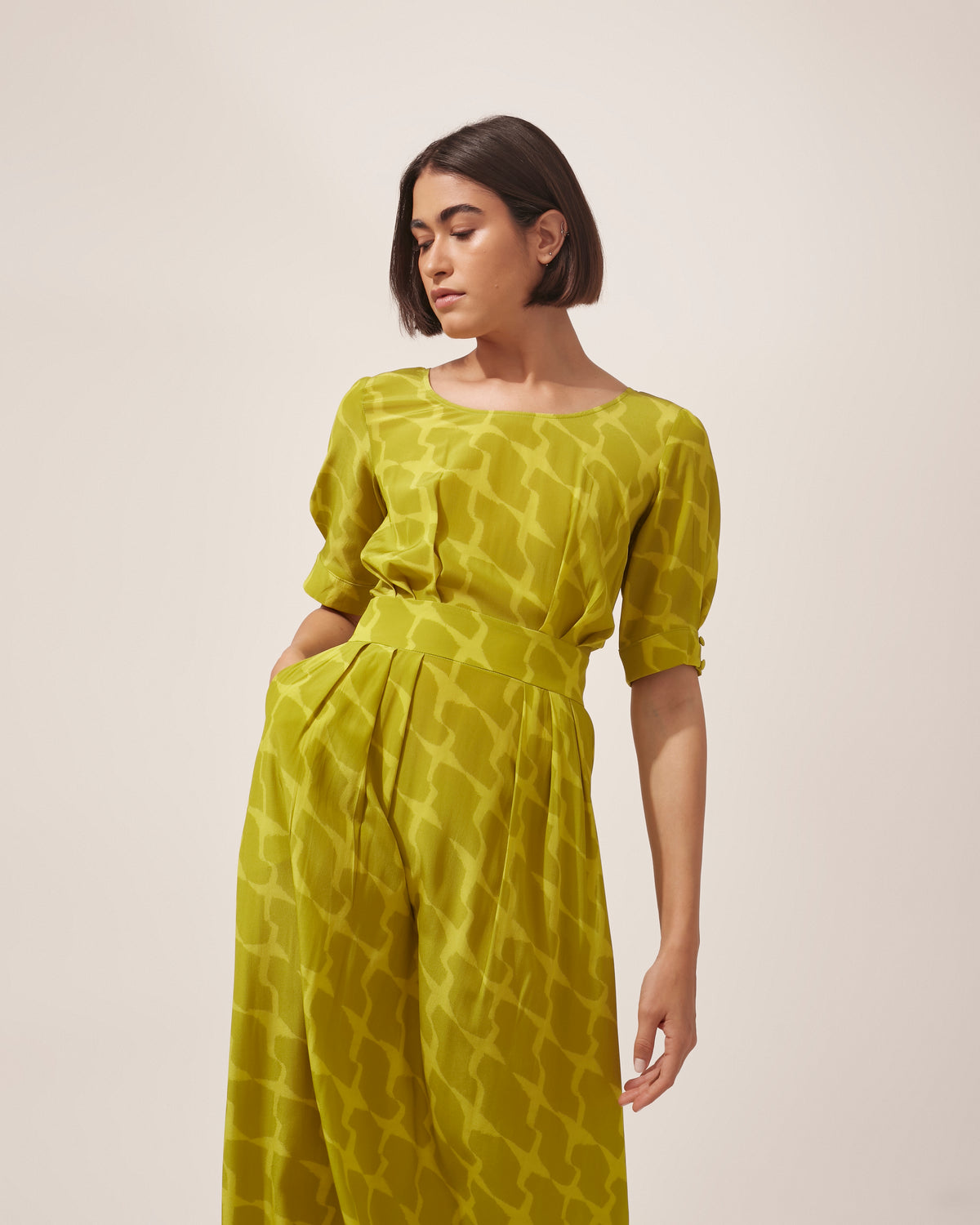 VESTIDO MANUELA PIED DE POULE VERDE