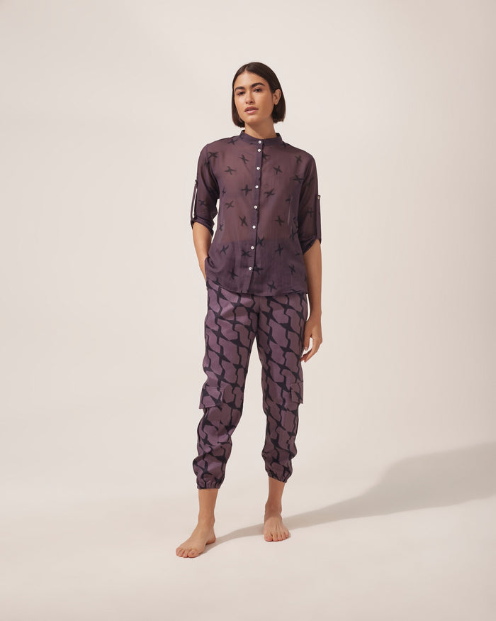 CALÇA JULIANA PIED DE POULE ROXO