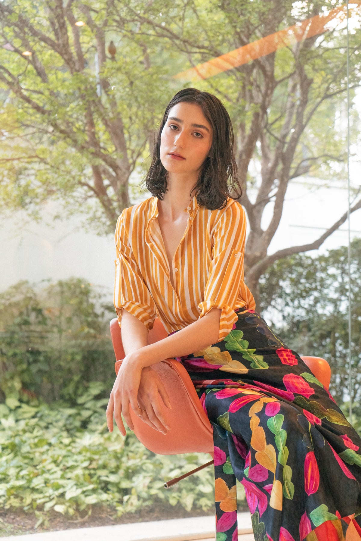 CAMISA T STRIPES MOSTARDA