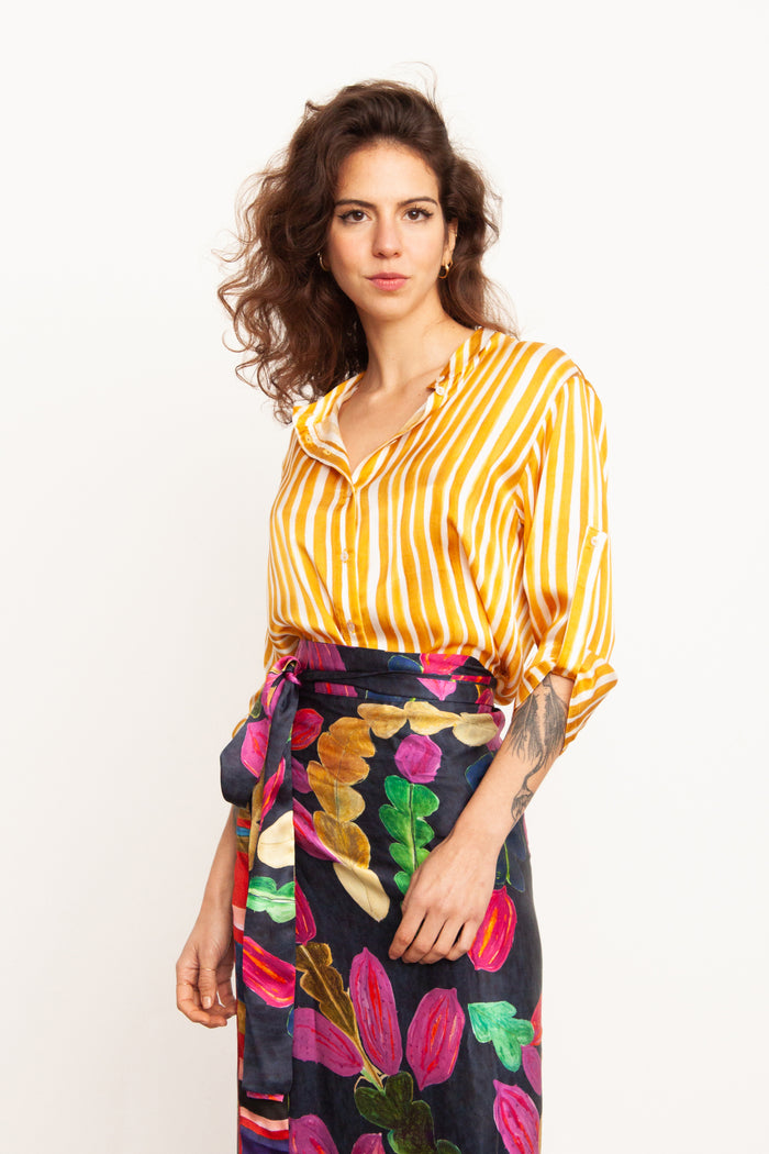 CAMISA T STRIPES MOSTARDA