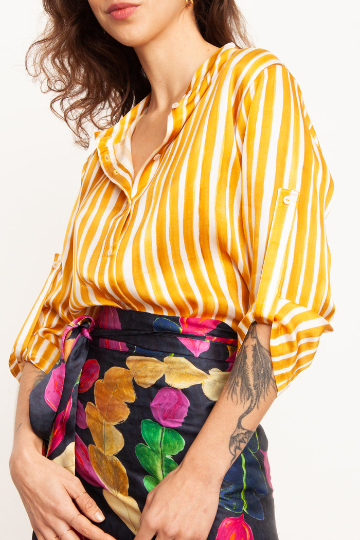 CAMISA T STRIPES MOSTARDA