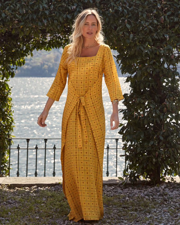 VESTIDO ASA LONGO MIKONOS AMARELO