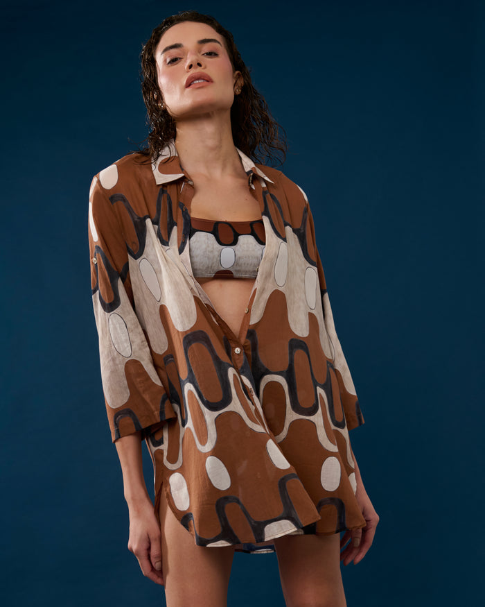 CAMISÃO ELISA IPANEMA MARROM