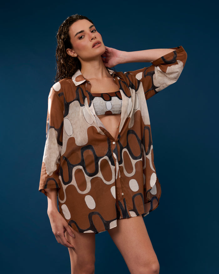 CAMISÃO ELISA IPANEMA MARROM