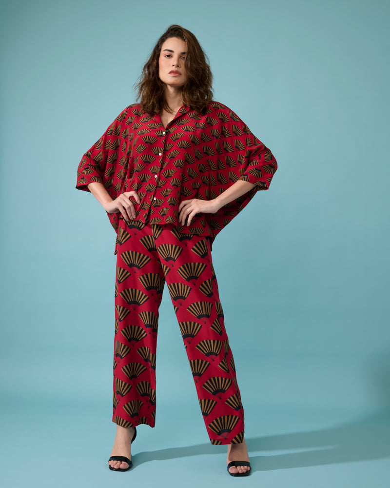 CAMISA LENÇO LEQUE VERMELHO