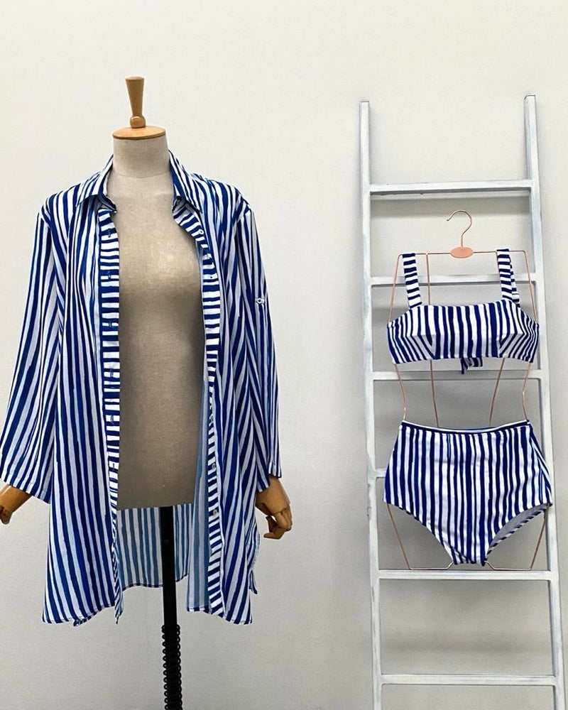 CAMISÃO ELISA STRIPES AZUL