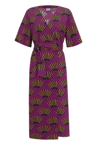 VESTIDO ENVELOPE LEQUE BERINJELA