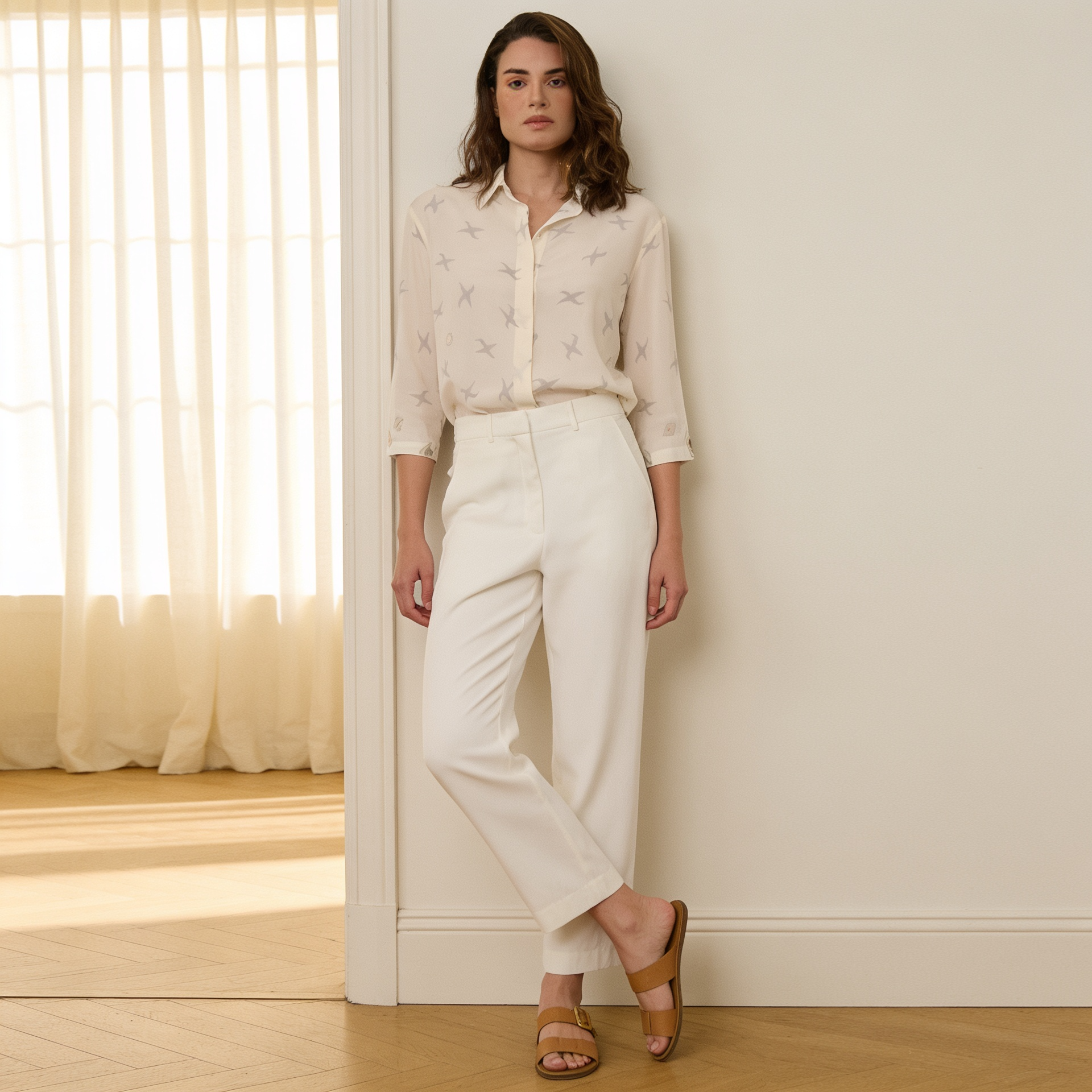 CAMISA ANA PIED DE POULE CINZA