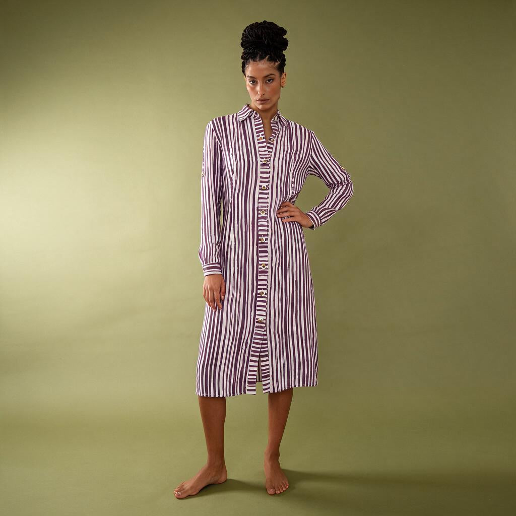CHEMISE MIRIAM STRIPES BERINJELA