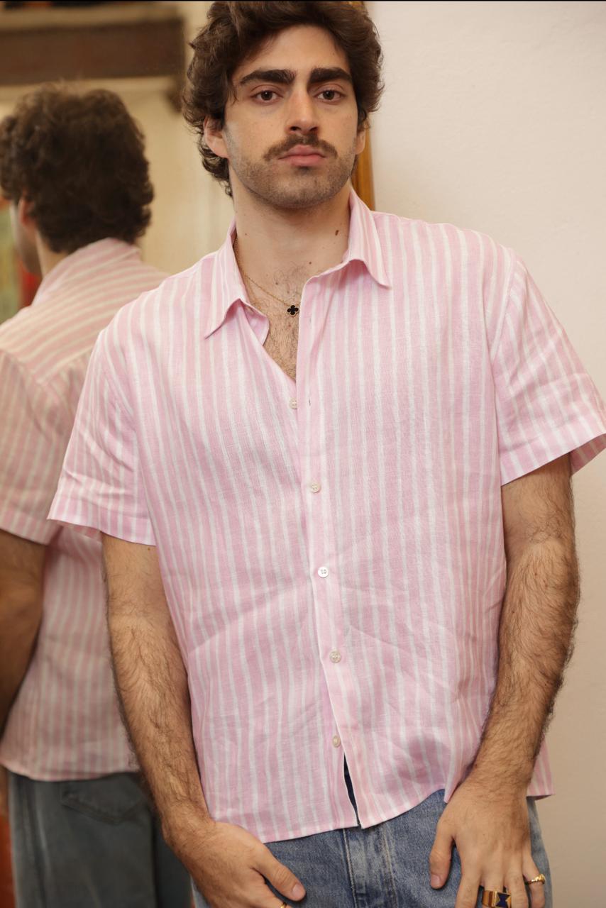 CAMISA BOY STRIPES ROSA