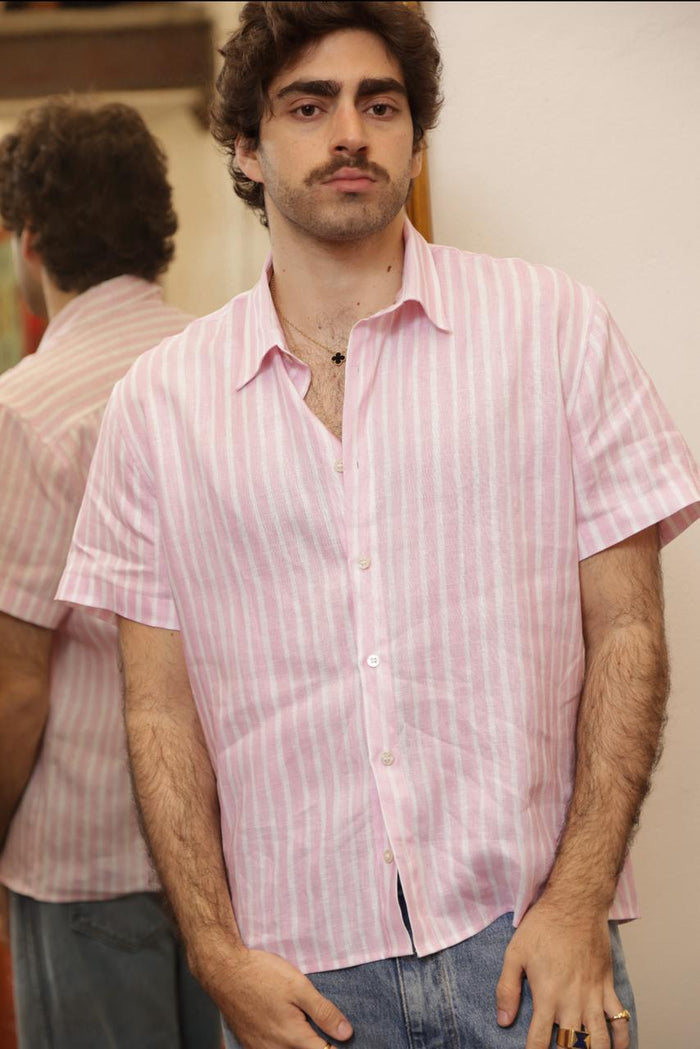 CAMISA BOY STRIPES ROSA