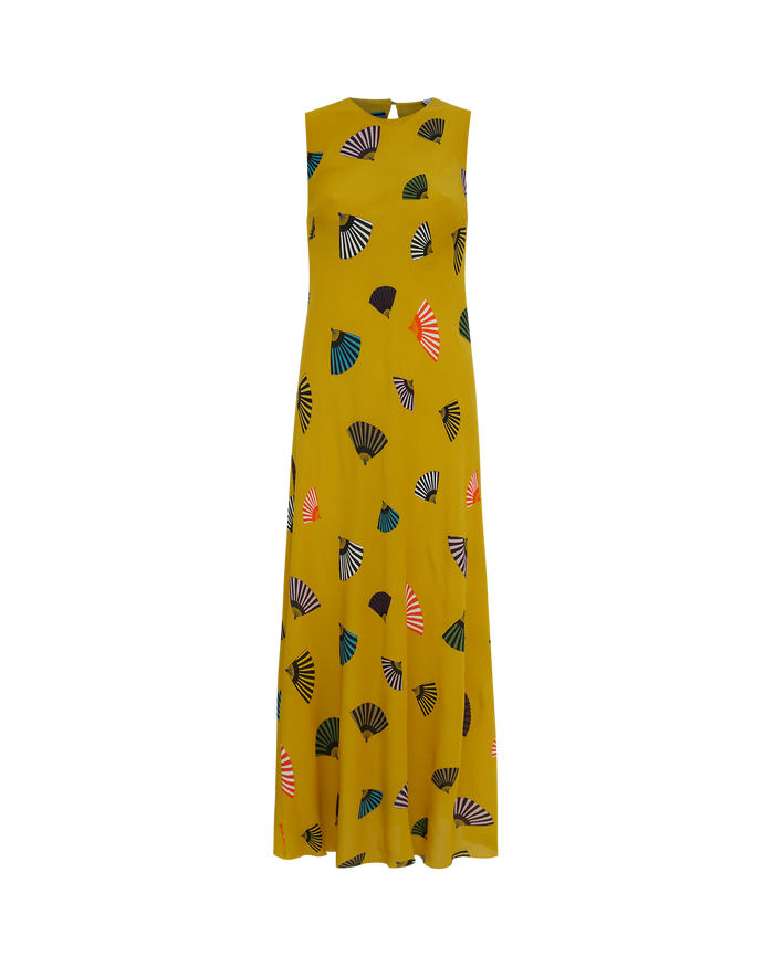 VESTIDO FLORA LEQUE MOSTARDA