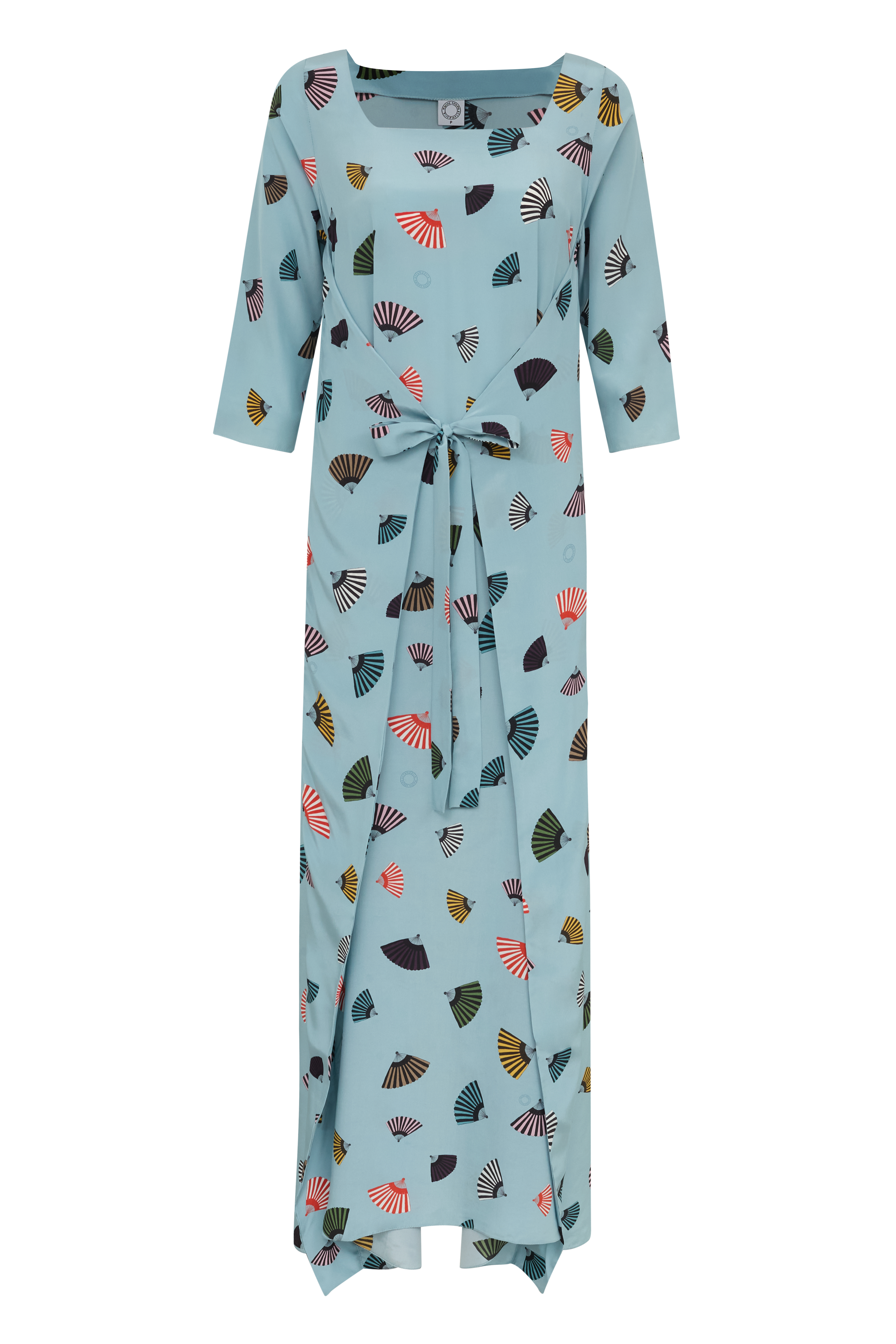 VESTIDO ASA LONGO LEQUES AZUL