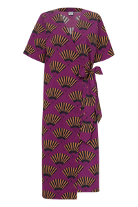 VESTIDO ENVELOPE LEQUE BERINJELA