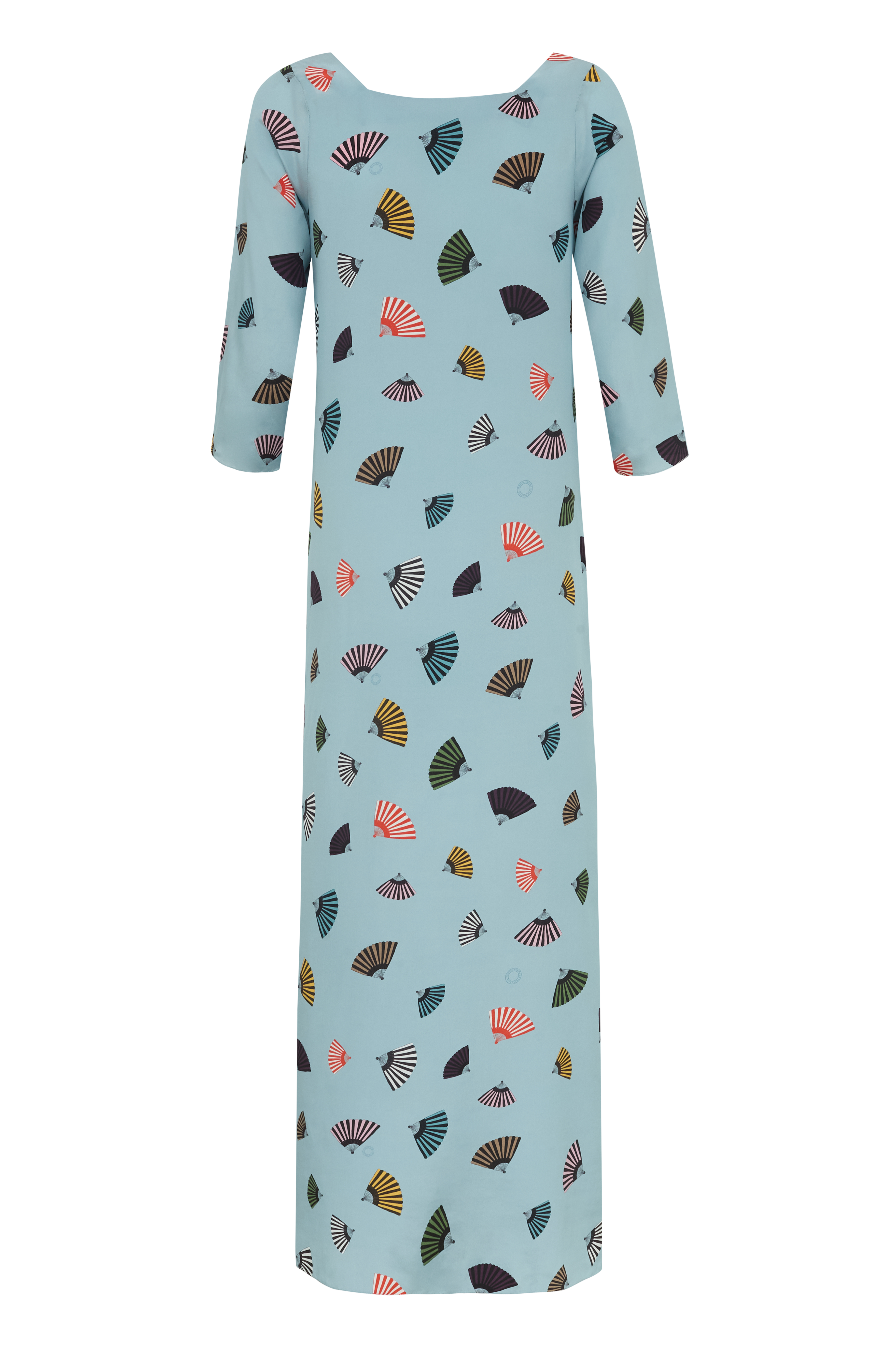 VESTIDO ASA LONGO LEQUES AZUL