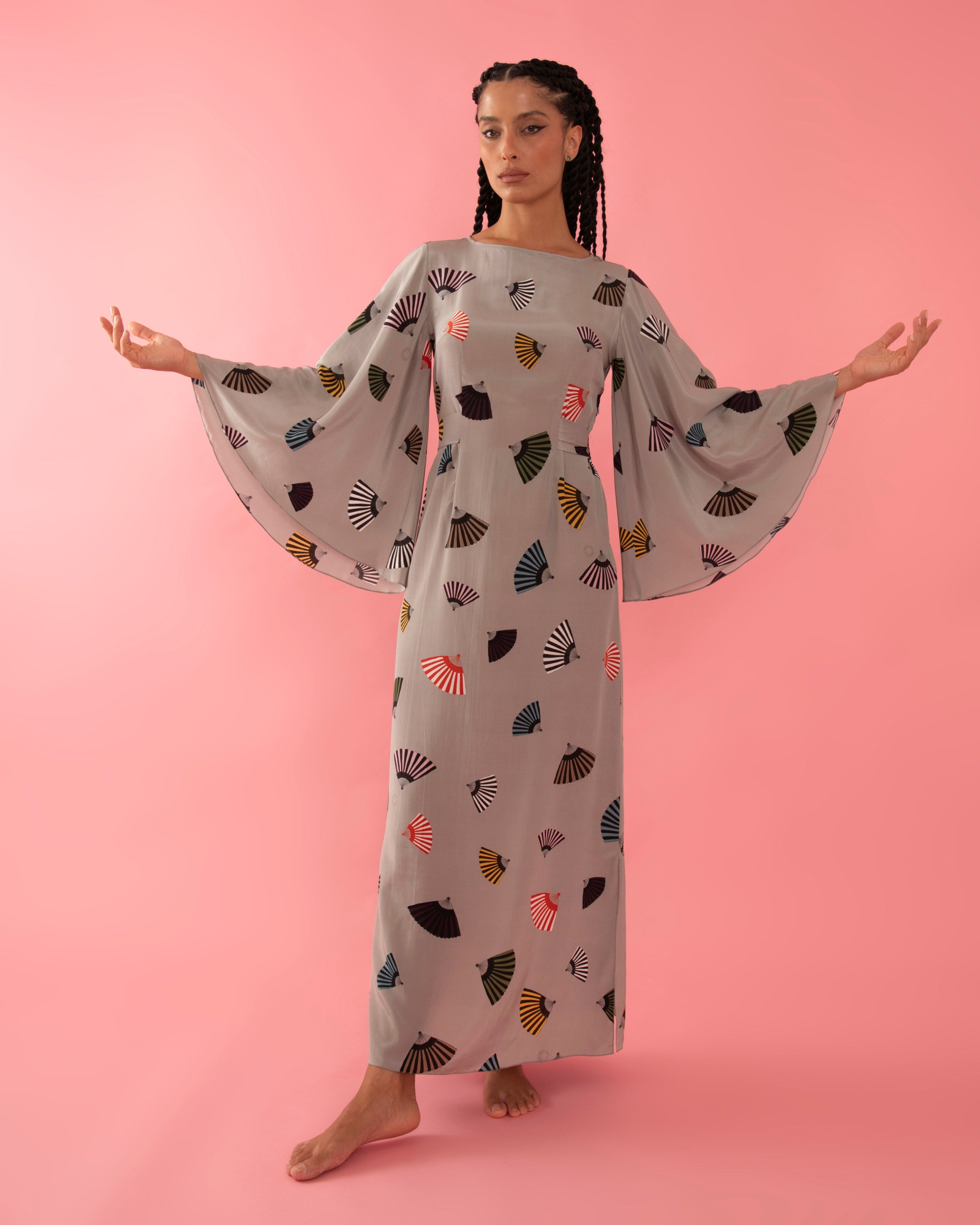 VESTIDO LELÊ LEQUE CINZA