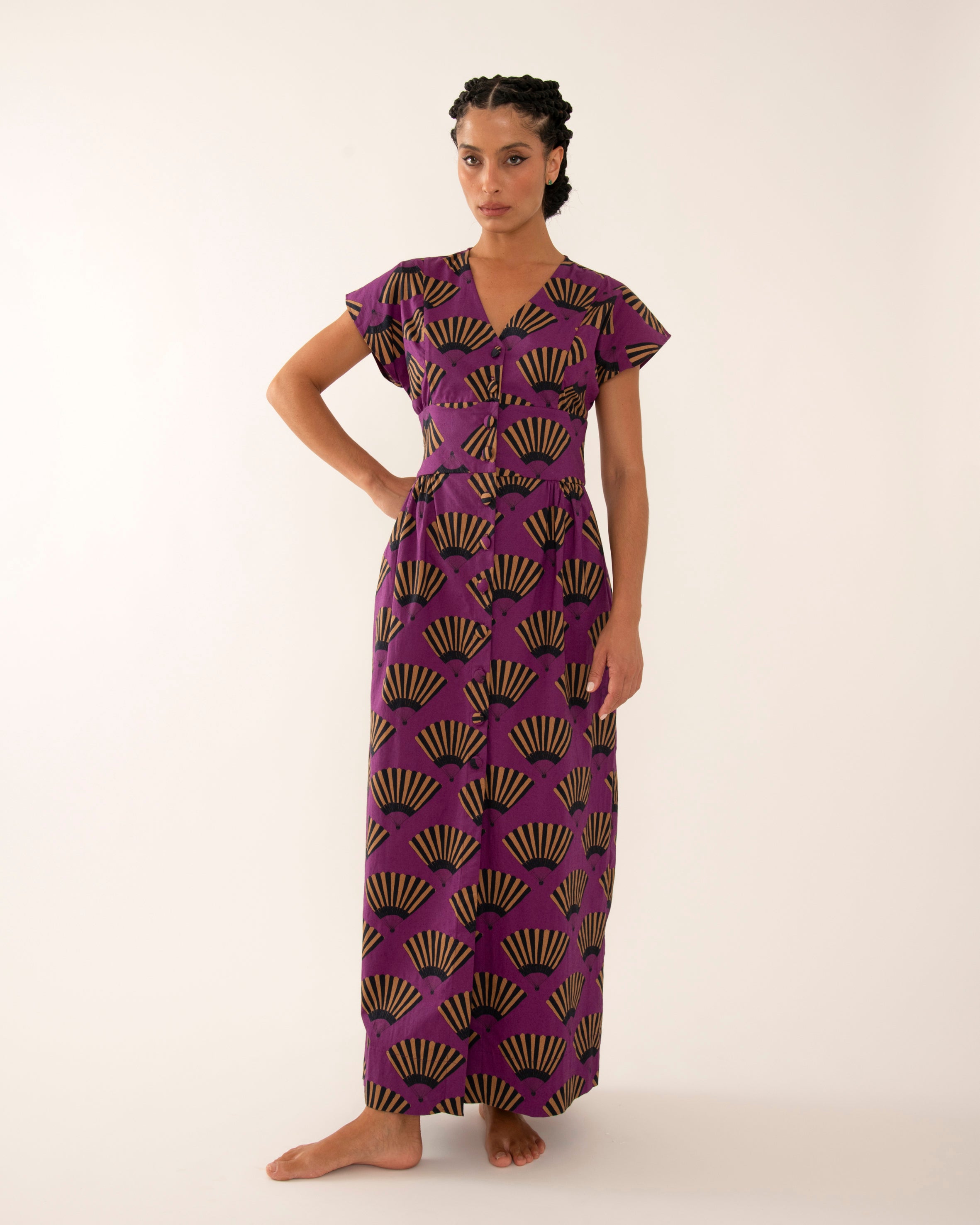 VESTIDO PRINCESA LEQUE BERINJELA