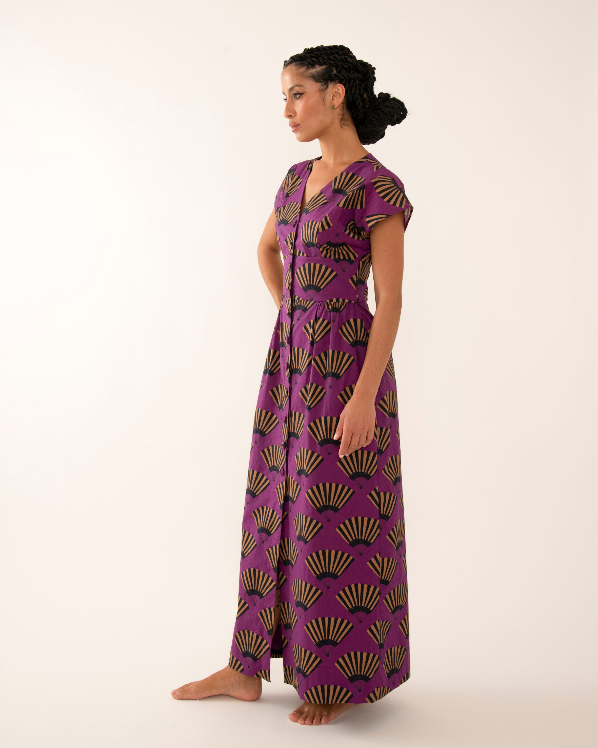 VESTIDO PRINCESA LEQUE BERINJELA