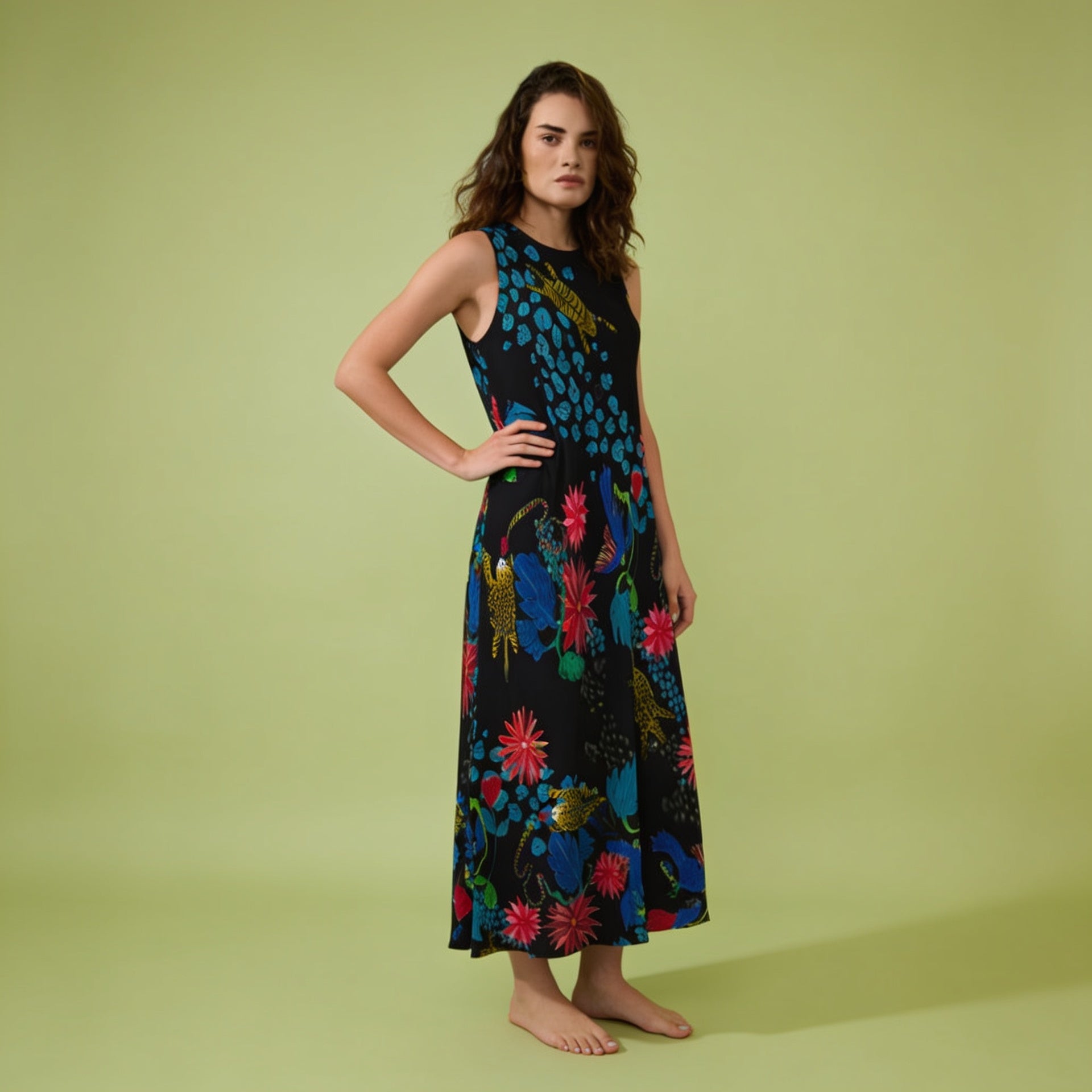 VESTIDO FLORA PARAÍSO PRETO