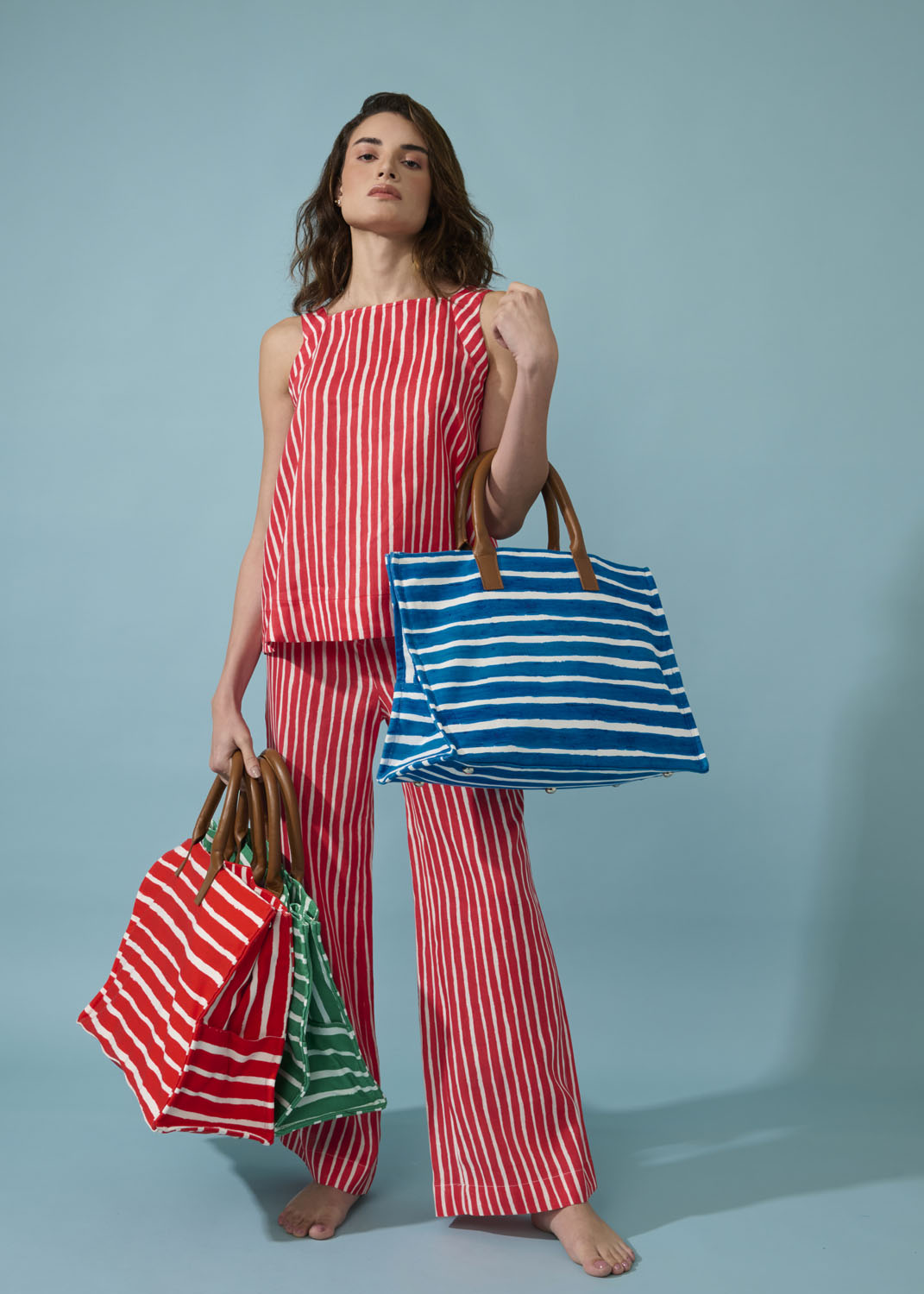 SACOLÃO STRIPES AZUL