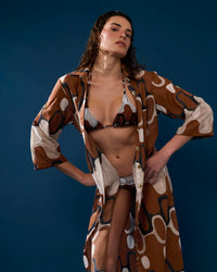 CAMISÃO ELISA LONGO IPANEMA MARROM