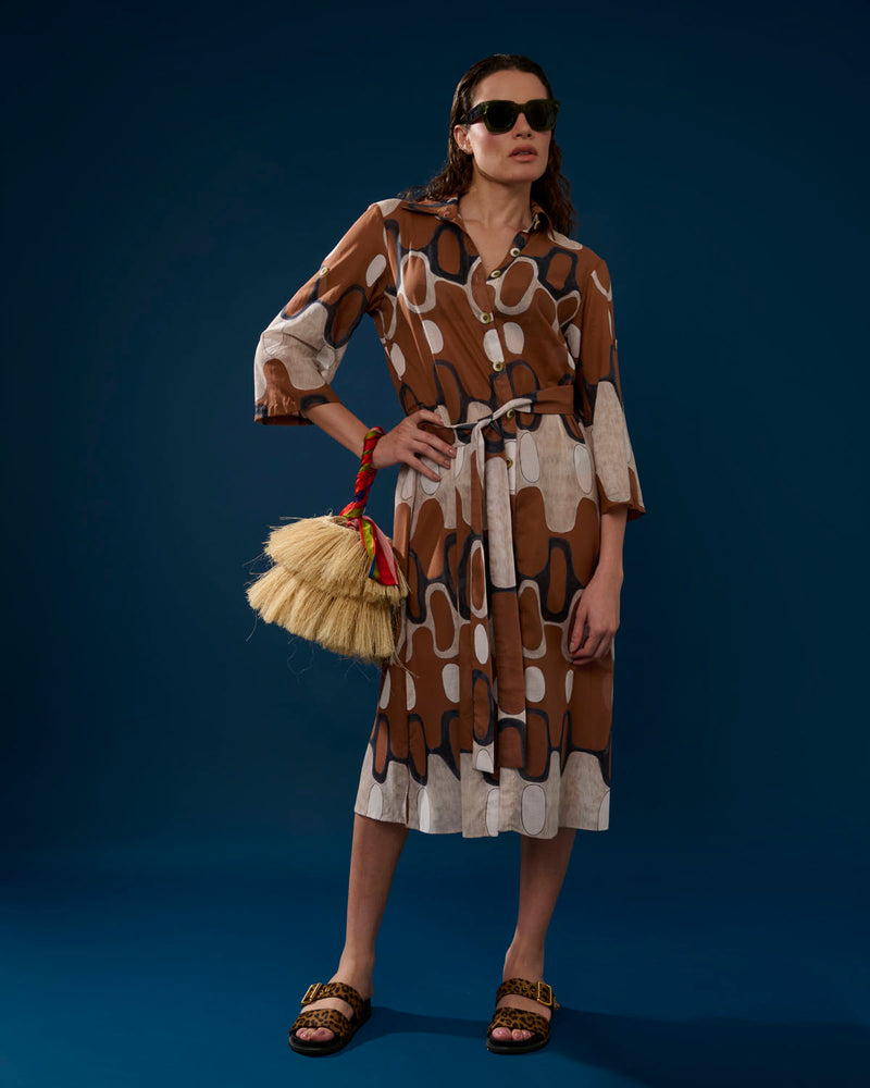 CAMISÃO ELISA LONGO IPANEMA MARROM