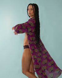 CAMISÃO ELISA LONGO LEQUE ROXO