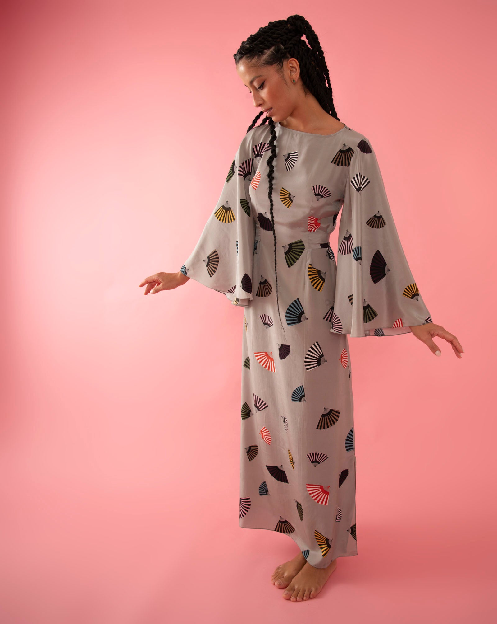 VESTIDO LELÊ LEQUE CINZA