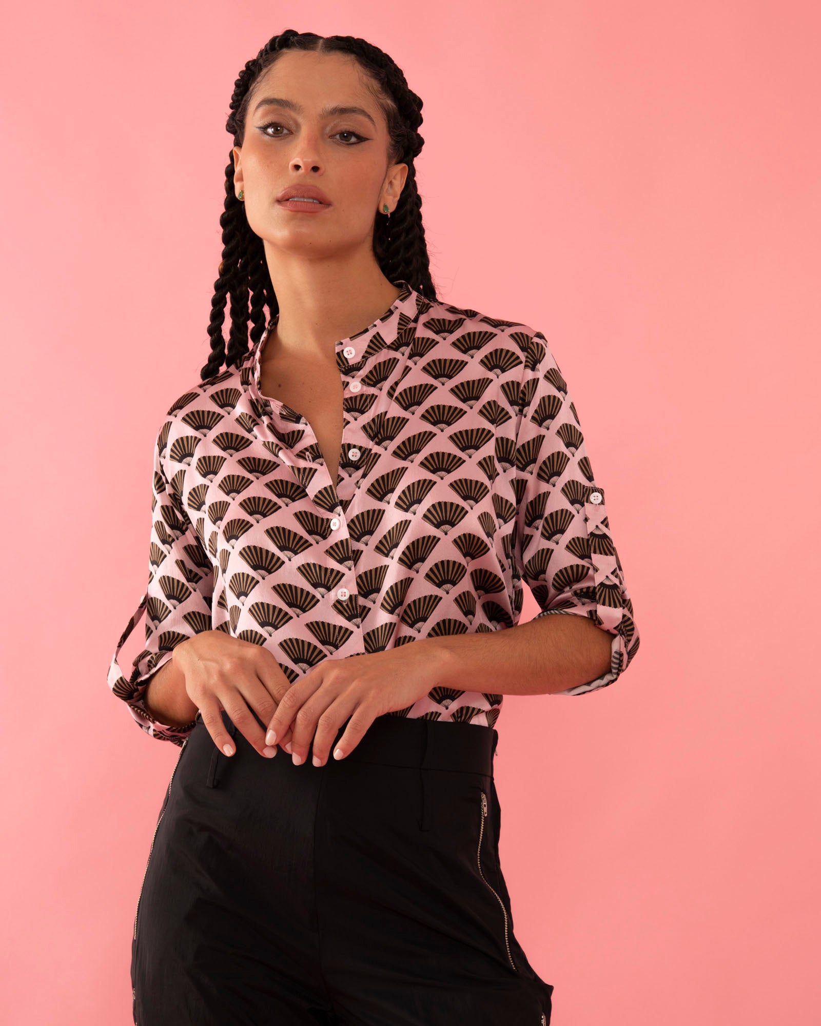 CAMISA T LEQUE GRAVATARIA ROSA
