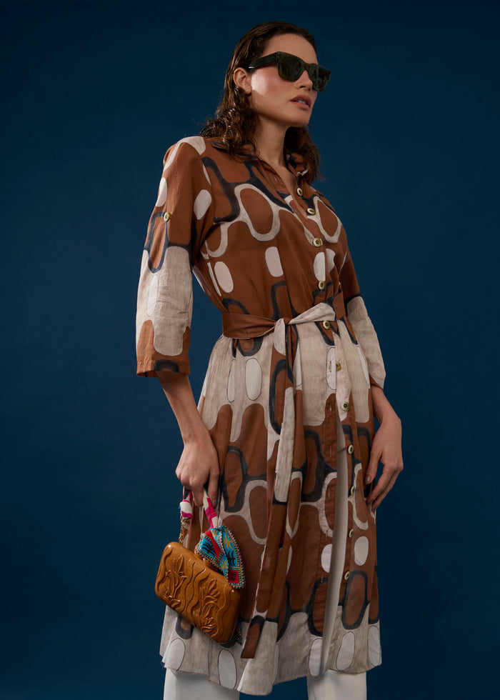 CAMISÃO ELISA LONGO IPANEMA MARROM