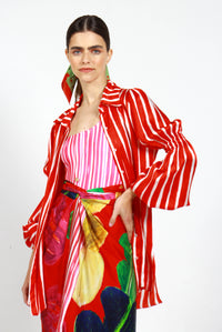 CAMISA FRIDA LONGA STRIPES VERMELHA
