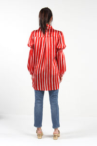CAMISA FRIDA LONGA STRIPES VERMELHA