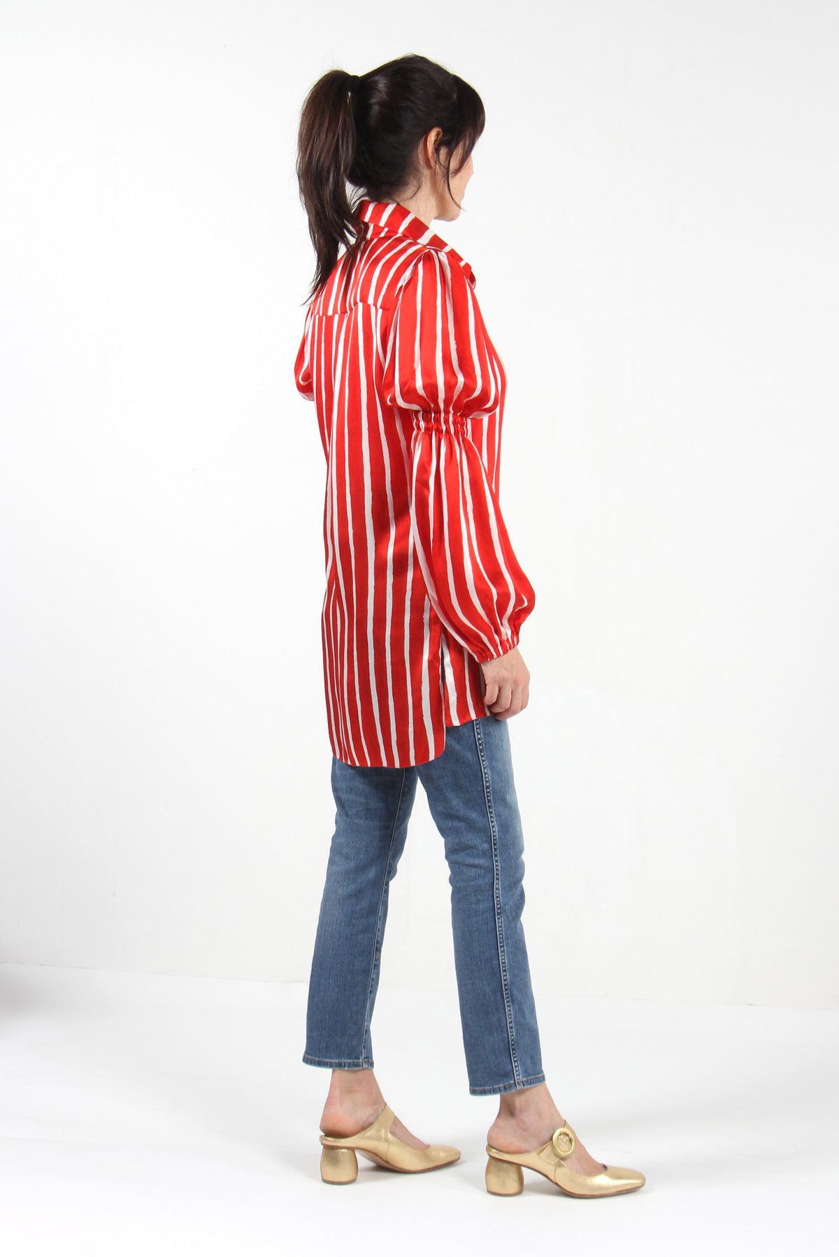 CAMISA FRIDA LONGA STRIPES VERMELHA