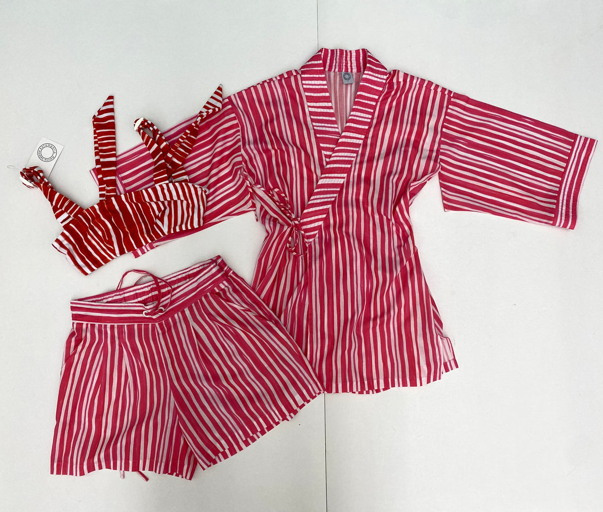 CAMISA KIMONO STRIPES ROSA