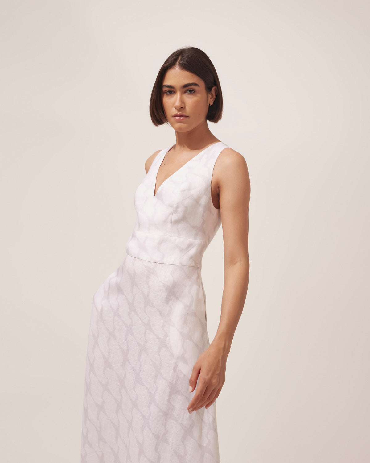 VESTIDO HELENA PIED DE POULE  CINZA