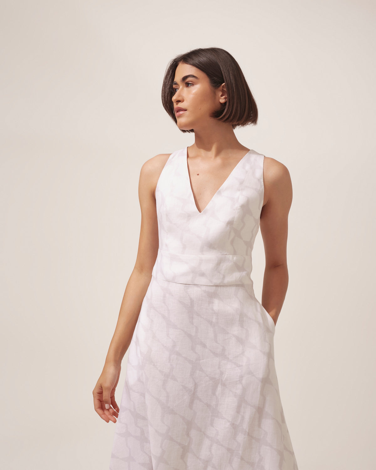 VESTIDO HELENA PIED DE POULE  CINZA