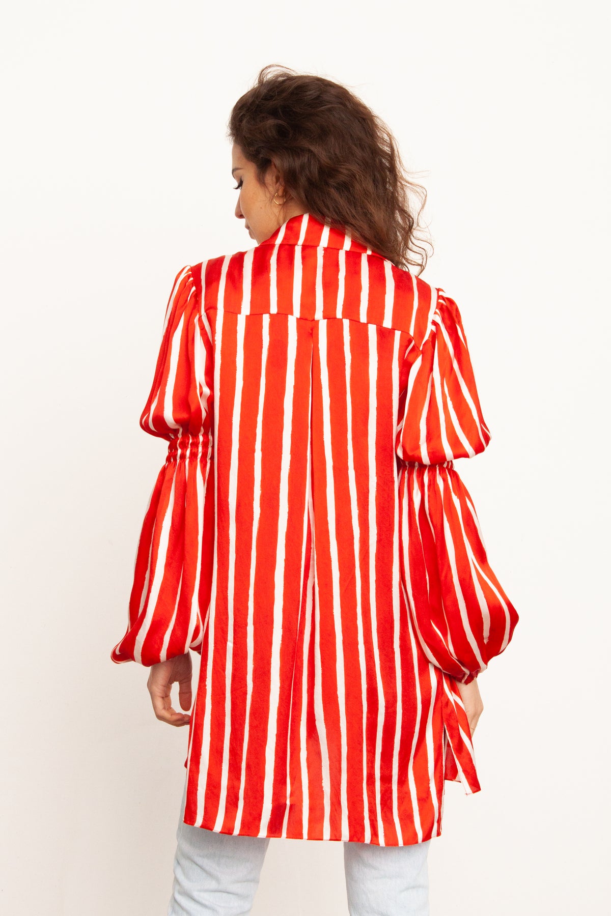 CAMISA FRIDA LONGA STRIPES VERMELHA