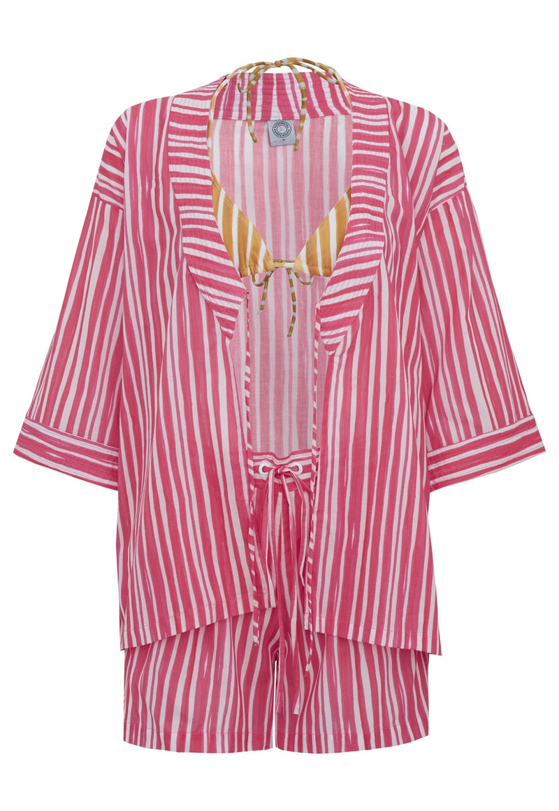 CAMISA KIMONO STRIPES ROSA